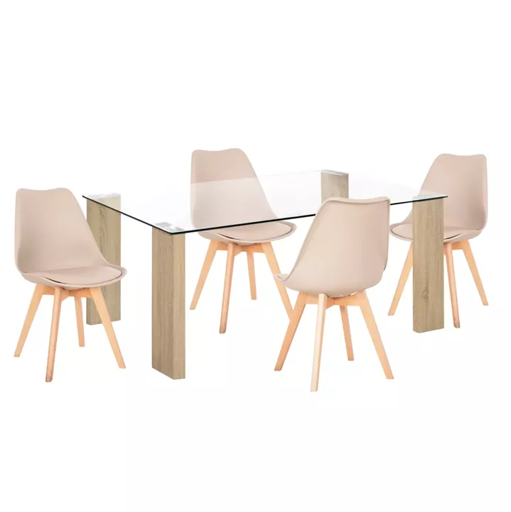 ΣΕΤ ΤΡΑΠΕΖΑΡΙΑΣ 5ΤΜΧ MORGAN HM21269.01 ΤΡΑΠΕΖΙ & 4 ΚΑΡΕΚΛΕΣ - ΚΑΠΟΥΤΣΙΝΟ