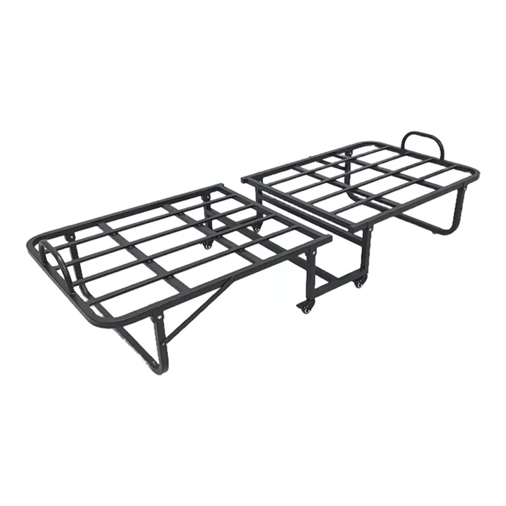 Folding Bed with Mattress Kamu pakoworld in black color 75x190cm