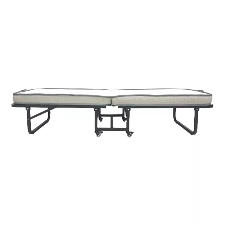 Folding Bed with Mattress Kamu pakoworld in black color 75x190cm
