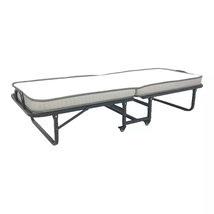 Folding Bed with Mattress Kamu pakoworld in black color 75x190cm