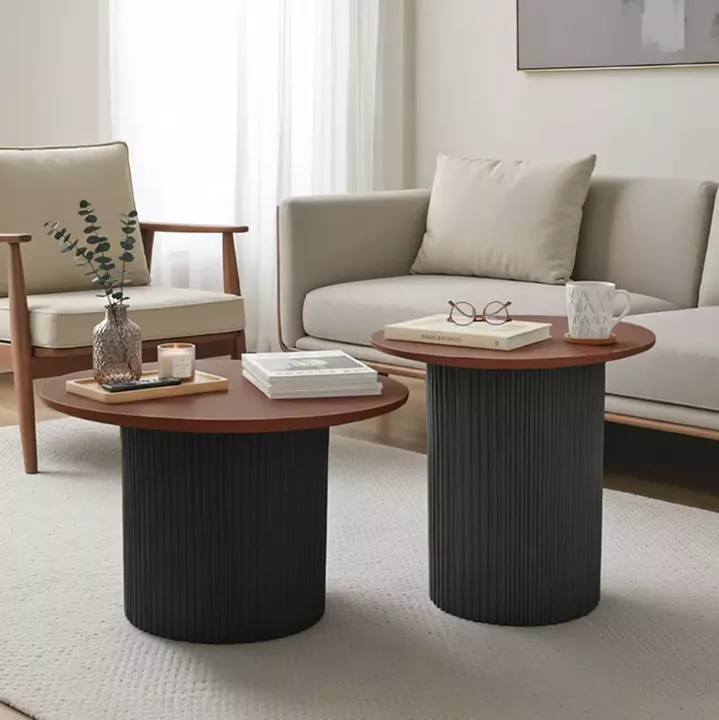 Dovel pakoworld mdf coffee table set of 2 walnut-black