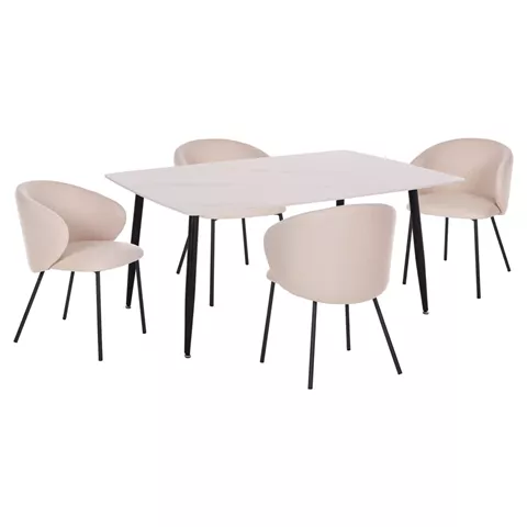 ΣΕΤ ΤΡΑΠΕΖΑΡΙΑΣ 5ΤΜΧ RAVEN HM21069.01 ΚΕΡΑΜΙΚΟ TOP ΛΕΥΚΟ ΜΑΡΜΑΡΟ & 4 ΚΑΡΕΚΛΕΣ