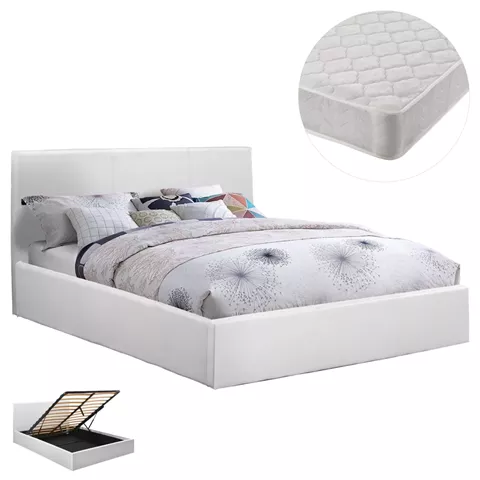 ΚΡΕΒΑΤΙ ΔΙΠΛΟ & ΣΤΡΩΜΑ BOBBI HM21271.01 ΛΕΥΚΟ PU ΜΕ ΑΠΟΘ.ΧΩΡΟ--ΓΙΑ 150x200εκ