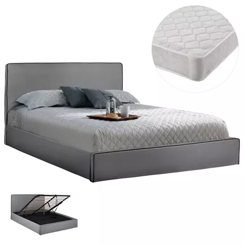 ΚΡΕΒΑΤΙ ΔΙΠΛΟ & ΣΤΡΩΜΑ ALLIE HM21273.01 ΓΚΡΙ ΥΦΑΣΜΑ ΜΕ ΑΠΟΘ.ΧΩΡΟ--ΓΙΑ 160x200εκ