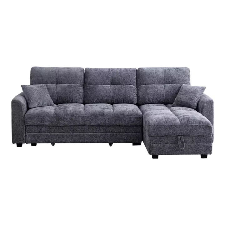 Comfie pakoworld corner reversible sofa bed with storage space dark grey fabric 267x159x97cm