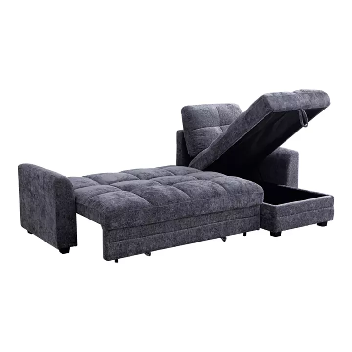 Comfie pakoworld corner reversible sofa bed with storage space dark grey fabric 267x159x97cm
