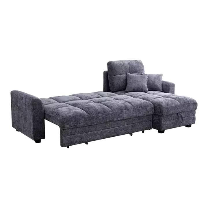 Comfie pakoworld corner reversible sofa bed with storage space dark grey fabric 267x159x97cm