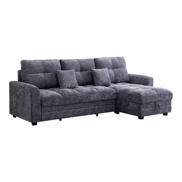 Comfie pakoworld corner reversible sofa bed with storage space dark grey fabric 267x159x97cm