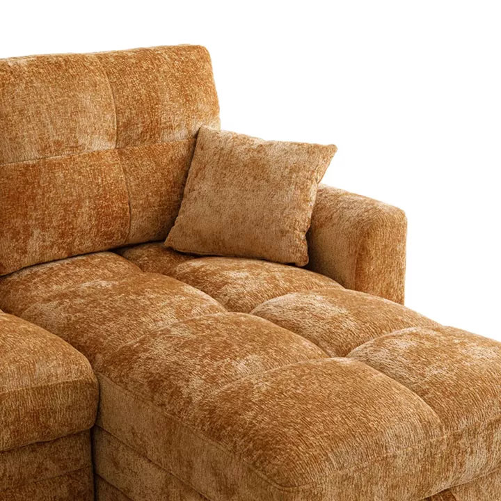 Comfie pakoworld corner reversible sofa bed with storage space camel fabric 267x159x97cm