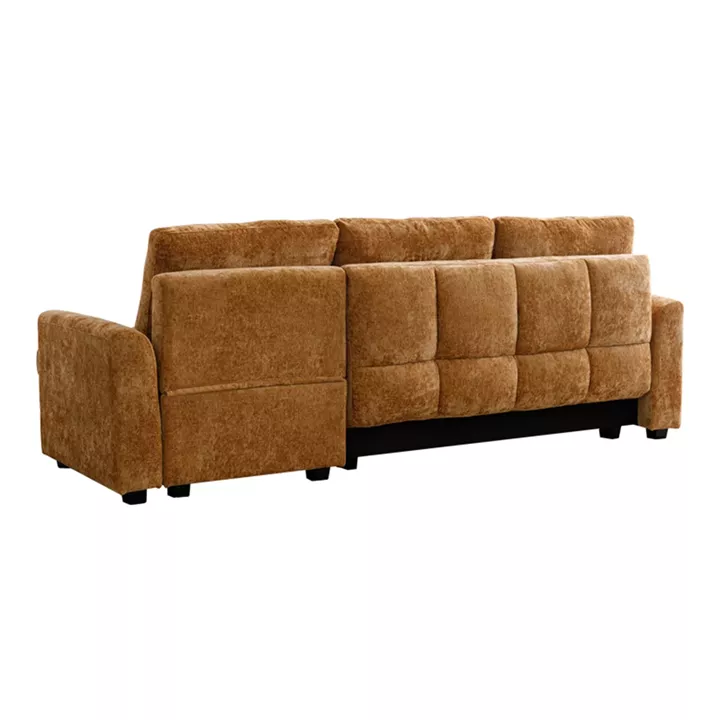 Comfie pakoworld corner reversible sofa bed with storage space camel fabric 267x159x97cm