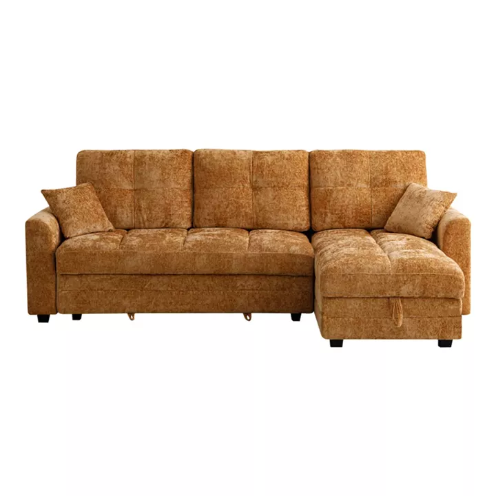 Comfie pakoworld corner reversible sofa bed with storage space camel fabric 267x159x97cm