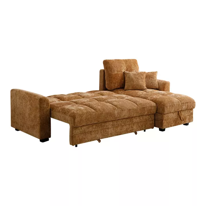 Comfie pakoworld corner reversible sofa bed with storage space camel fabric 267x159x97cm
