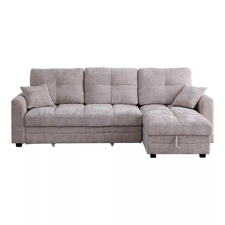 Comfie pakoworld corner reversible sofa bed with storage space beige fabric 267x159x97cm