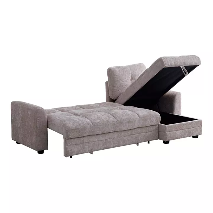Comfie pakoworld corner reversible sofa bed with storage space beige fabric 267x159x97cm