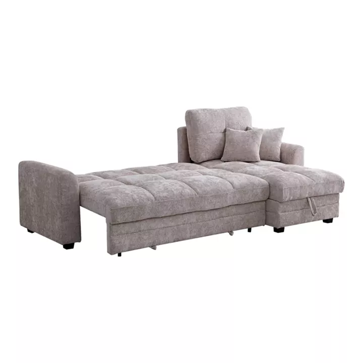 Comfie pakoworld corner reversible sofa bed with storage space beige fabric 267x159x97cm