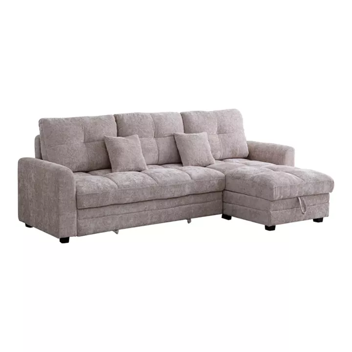 Comfie pakoworld corner reversible sofa bed with storage space beige fabric 267x159x97cm