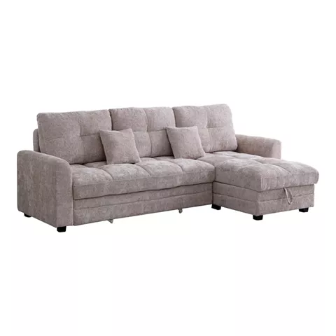 Γωνιακός αναστρέψιμος καναπές κρεβάτι Comfie pakoworld με αποθηκευτικό χώρο μπεζ ύφασμα 267x159x97εκ