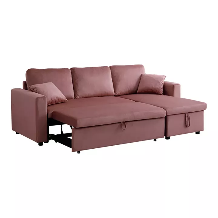 Kamore pakoworld corner reversible sofa bed with storage space velvet rotten apple 223x146x85cm