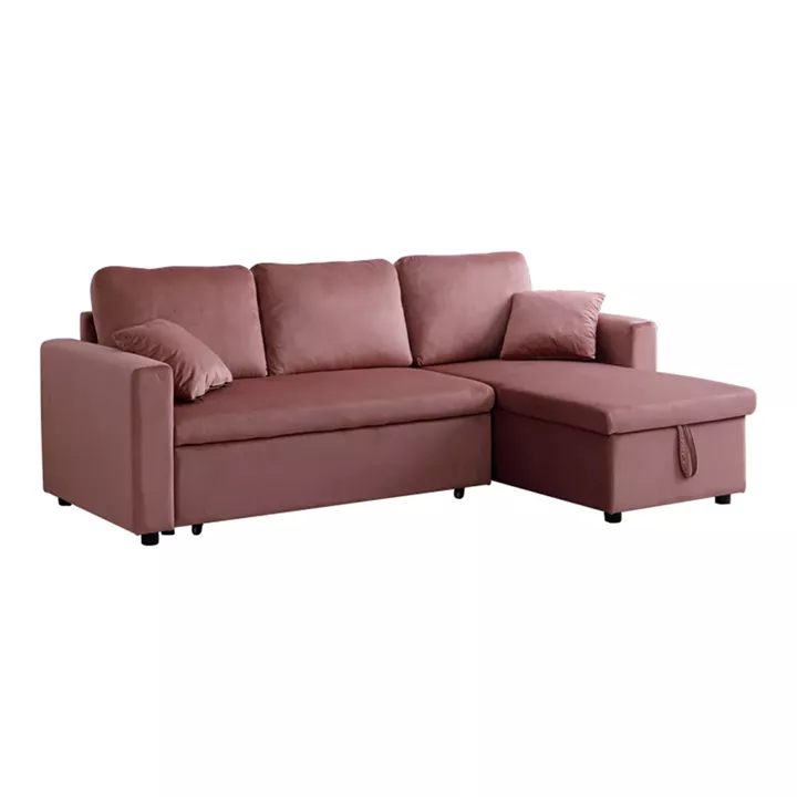 Kamore pakoworld corner reversible sofa bed with storage space velvet rotten apple 223x146x85cm