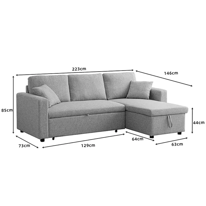 Kamore pakoworld corner reversible sofa bed with storage space beige fabric 223x146x85cm