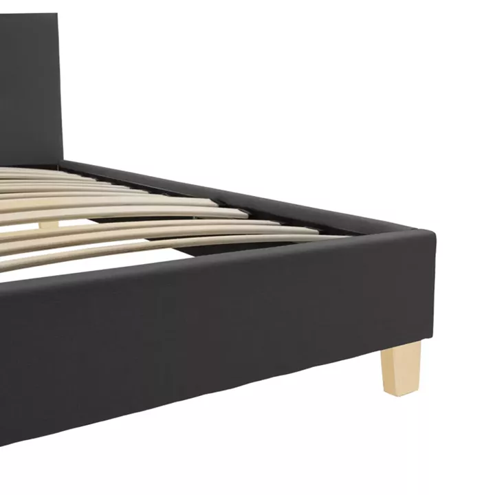 Mago pakoworld bed dark grey color fabric with natural color wood leg 160x200cm