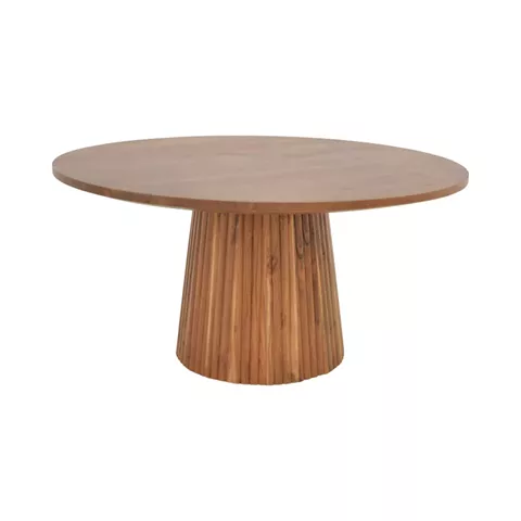 Coffee table Canicule II pakoworld solid acacia wood in walnut shade Φ80x40cm