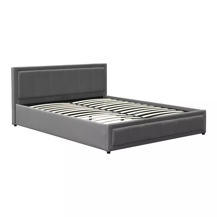 Huga pakoworld bed with storage space, velvet, anthracite 160x200cm