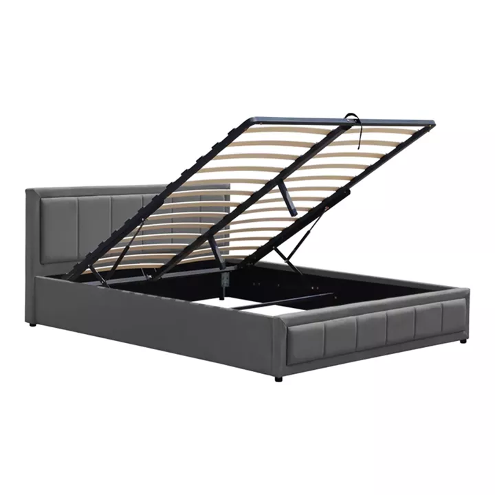 Huga pakoworld bed with storage space, velvet, anthracite 160x200cm