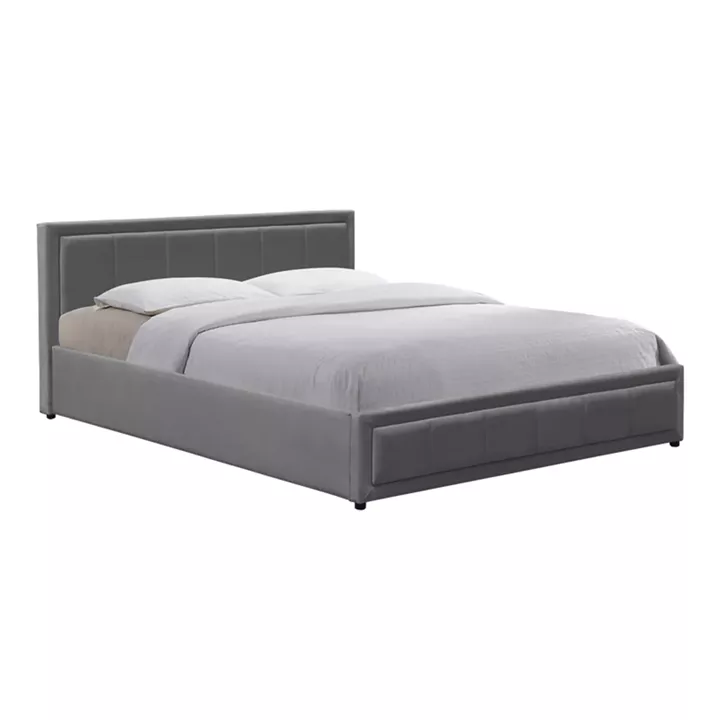 Huga pakoworld bed with storage space, velvet, anthracite 160x200cm