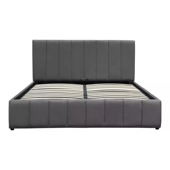 Snuggle  pakoworld bed with storage space, velvet, anthracite 160x200cm