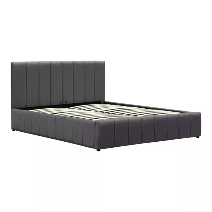 Snuggle  pakoworld bed with storage space, velvet, anthracite 160x200cm
