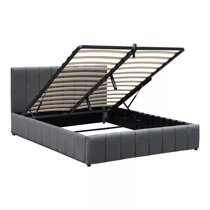 Snuggle  pakoworld bed with storage space, velvet, anthracite 160x200cm