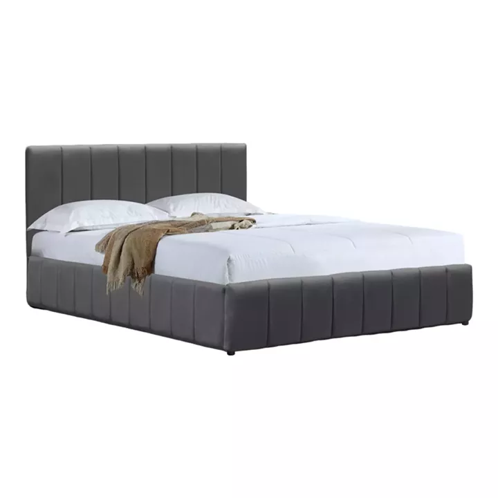 Snuggle  pakoworld bed with storage space, velvet, anthracite 160x200cm