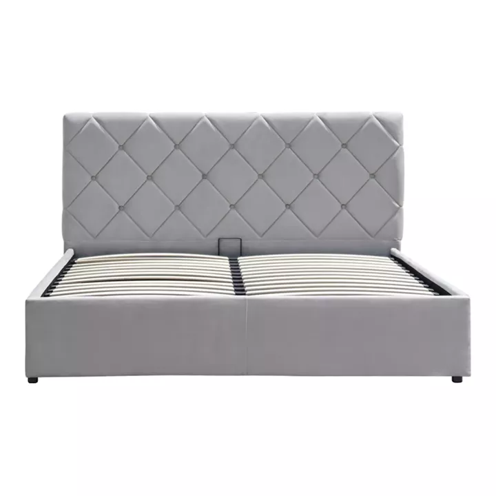 Dreamie pakoworld bed with storage space, velvet, grey 160x200cm