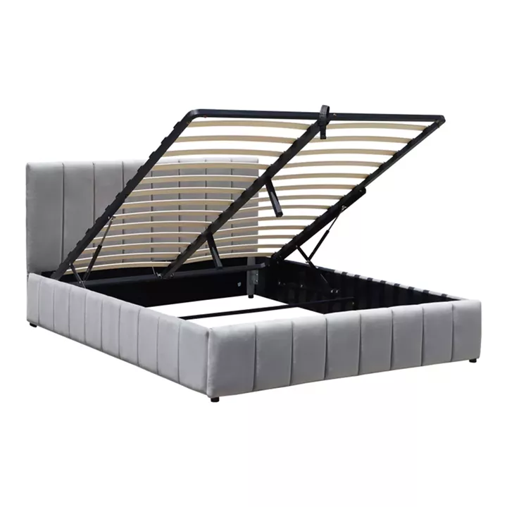 Snuggle  pakoworld bed with storage space, velvet, grey 160x200cm