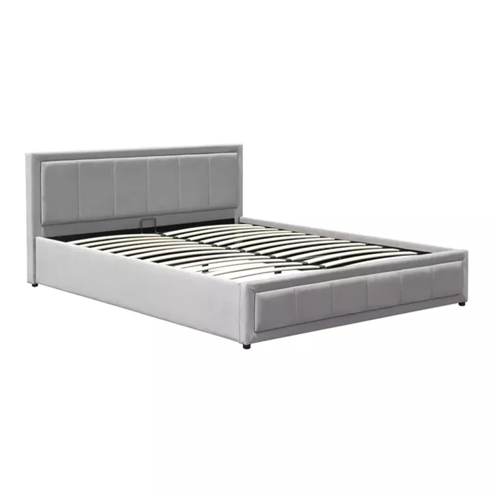 Huga pakoworld bed with storage space, velvet, grey 160x200cm