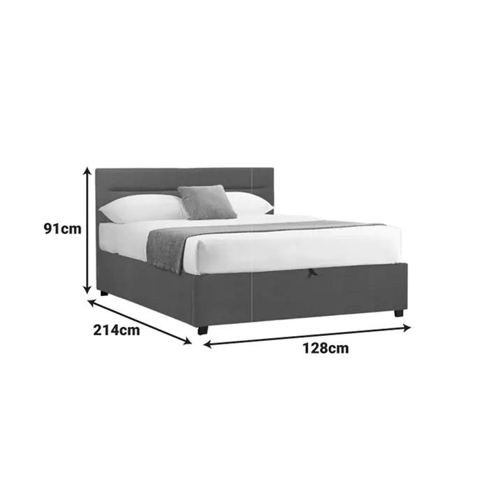 Molito pakoworld bed in dark grey color fabric with storage space 120x200cm