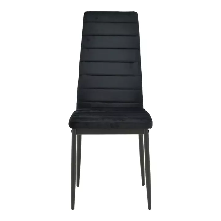 Parker chair pakoworld velvet in black shade with black metal leg 39.5x48x95cm