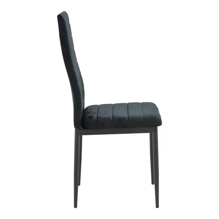Parker chair pakoworld velvet in black shade with black metal leg 39.5x48x95cm