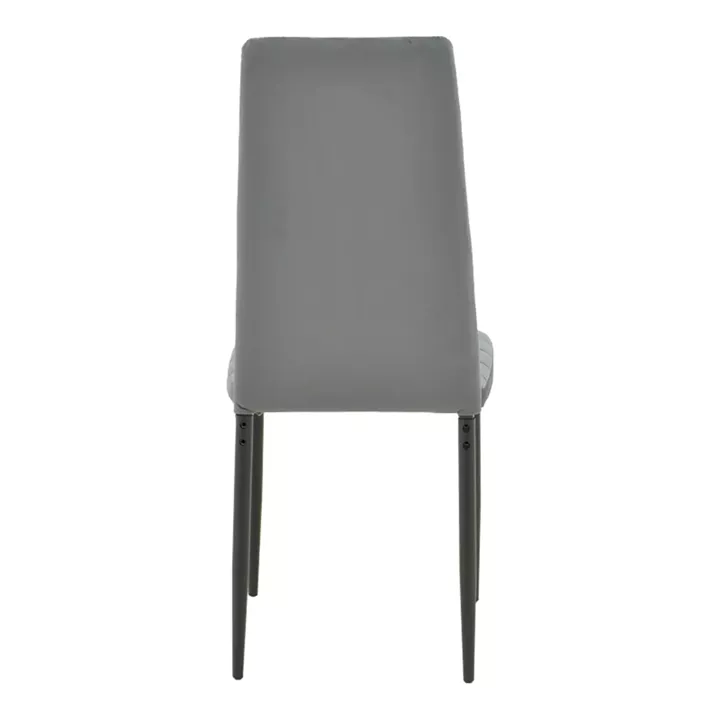 Parker chair pakoworld velvet in grey shade with black metal leg 39.5x48x95cm