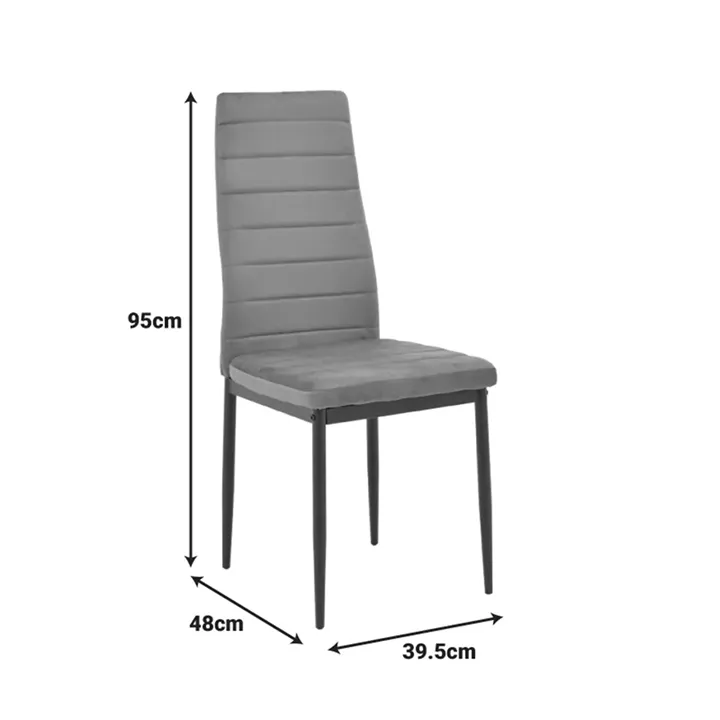 Parker chair pakoworld fabric in anthracite shade with black metal legs 39.5x48x95cm