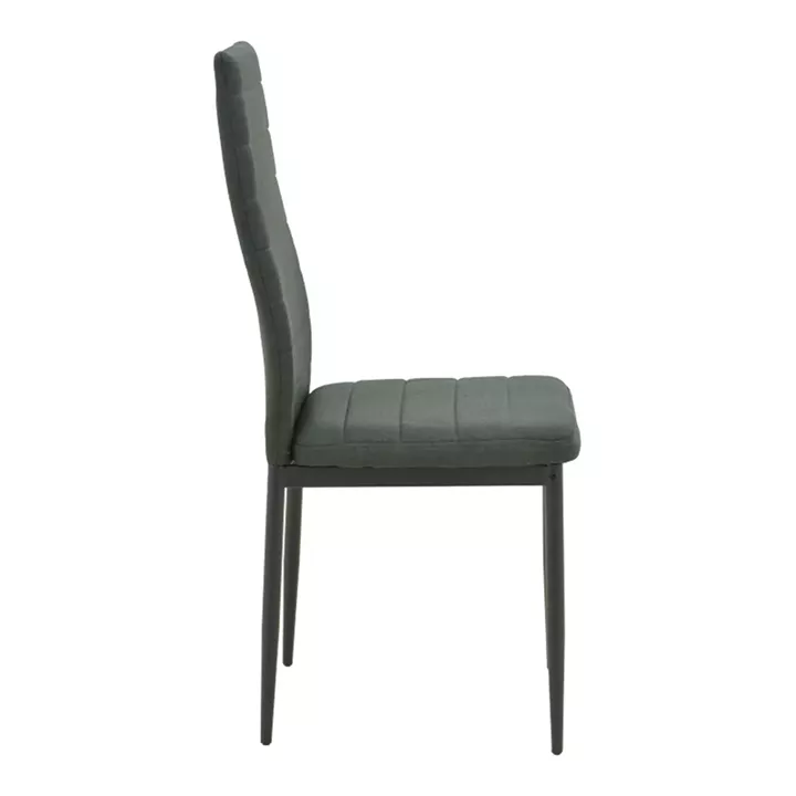 Parker chair pakoworld fabric in anthracite shade with black metal legs 39.5x48x95cm