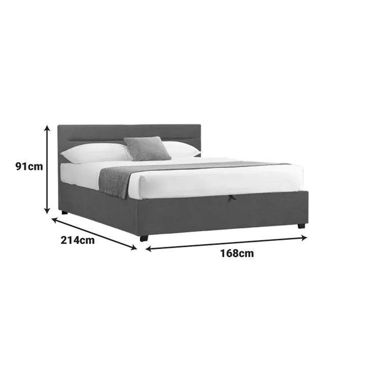 Molito pakoworld bed in dark grey color fabric with storage space 160x200cm