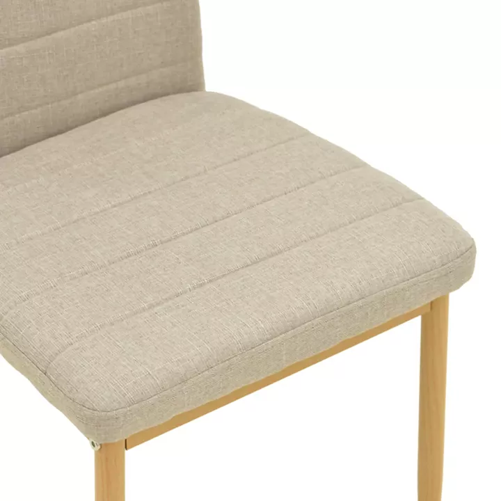 Parker chair pakoworld fabric in beige shade with natural metal legs 39.5x48x95cm