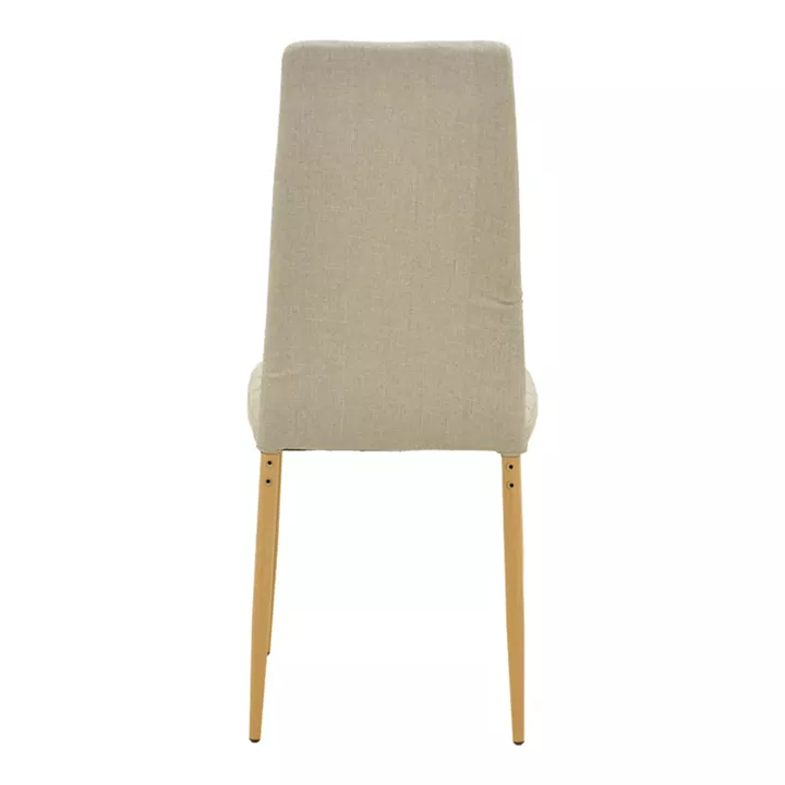 Parker chair pakoworld fabric in beige shade with natural metal legs 39.5x48x95cm