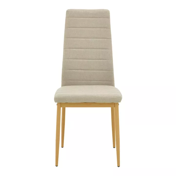 Parker chair pakoworld fabric in beige shade with natural metal legs 39.5x48x95cm