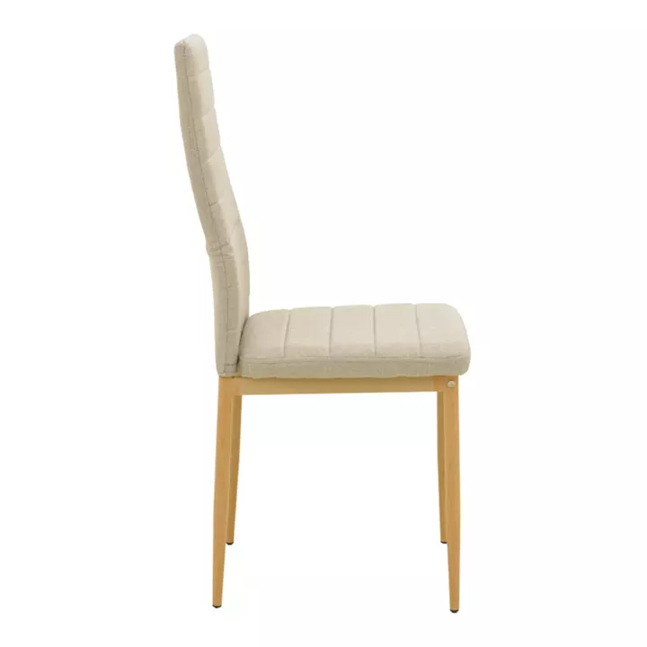 Parker chair pakoworld fabric in beige shade with natural metal legs 39.5x48x95cm