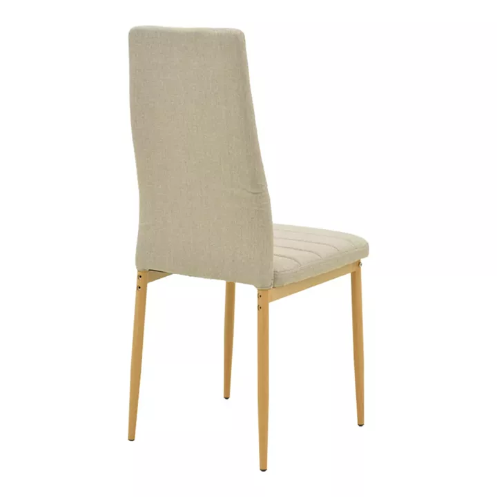 Parker chair pakoworld fabric in beige shade with natural metal legs 39.5x48x95cm