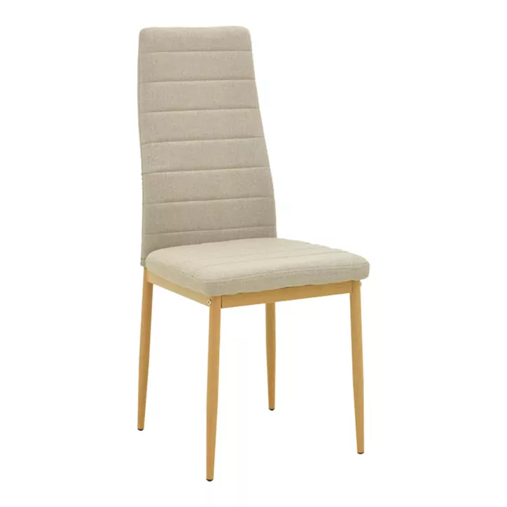 Parker chair pakoworld fabric in beige shade with natural metal legs 39.5x48x95cm