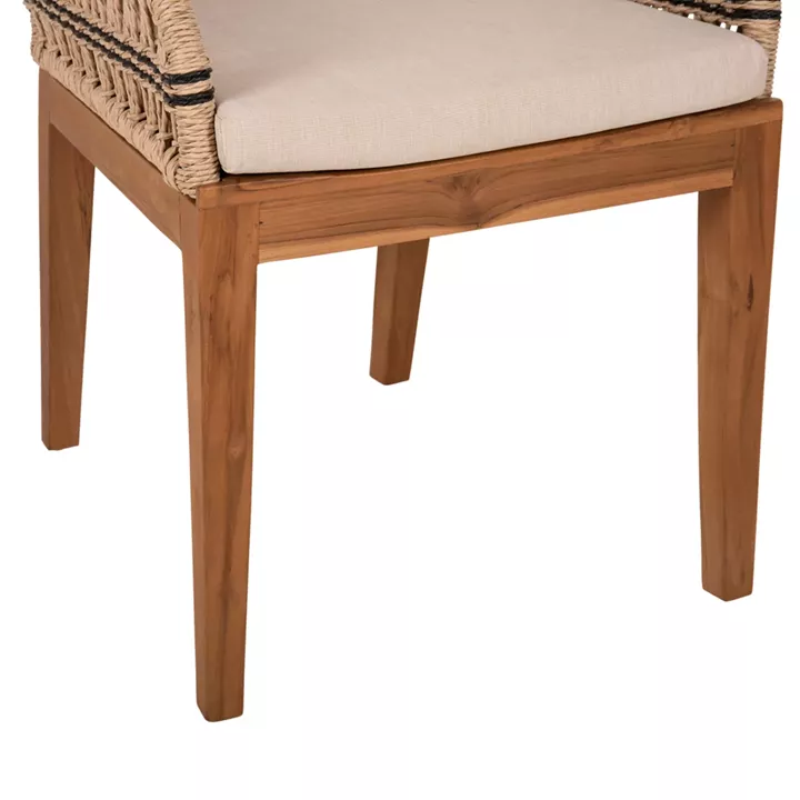 ARMCHAIR STARDOM HM9760.02 TEAK WOOD AND ROPE-NATURAL WITH ANTHRACITE DETAILS COLOR 57x65x83Hcm.